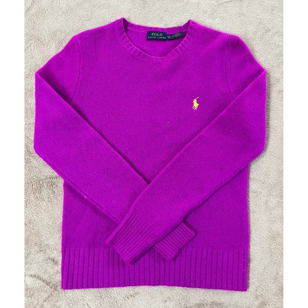 Polo Ralph Lauren Cable-Knit Sweater Women's XS Purple Crewneck Pullover L/S EUC